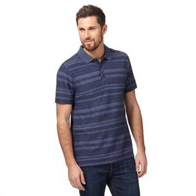 Blue textured stripe polo shirt